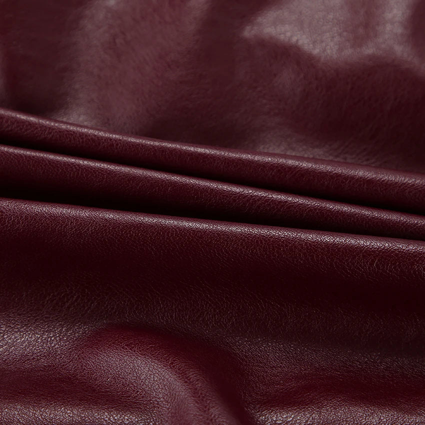 Abuuula's Wine Red Faux Leather Fashion Outerwear